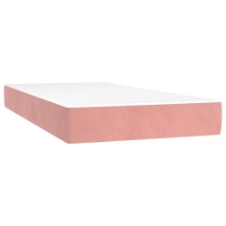 Sommier à lattes de lit avec matelas rose 120x190 cm velours 