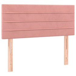 Sommier à lattes de lit avec matelas rose 120x190 cm velours 