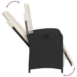 Ensemble de bistro 3 pcs avec coussins noir résine tressée 