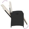 Ensemble de bistro 3 pcs avec coussins noir résine tressée 