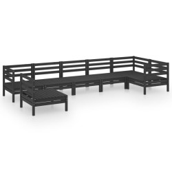 Salon de jardin 7 pcs Bois de pin massif Noir 