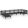 Salon de jardin 7 pcs Bois de pin massif Noir 