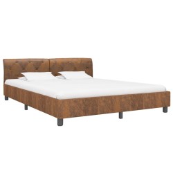 Cadre de lit sans matelas marron similicuir daim 180x200 cm 