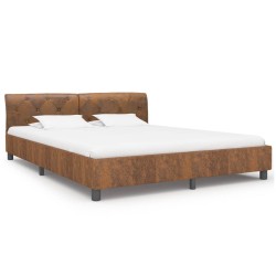 Cadre de lit sans matelas marron similicuir daim 180x200 cm 