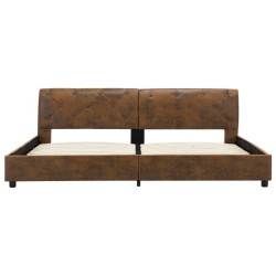 Cadre de lit sans matelas marron similicuir daim 180x200 cm 