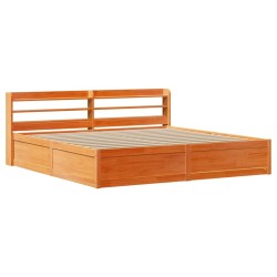 Cadre de lit et tête de lit cire marron 200x200 cm bois de pin 