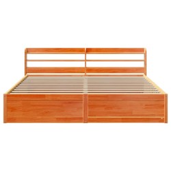 Cadre de lit et tête de lit cire marron 200x200 cm bois de pin 