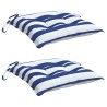 Coussins de chaise lot de 2 rayures bleues blanches 40x40x7 cm 
