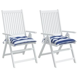 Coussins de chaise lot de 2 rayures bleues blanches 40x40x7 cm 