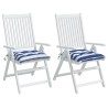 Coussins de chaise lot de 2 rayures bleues blanches 40x40x7 cm 