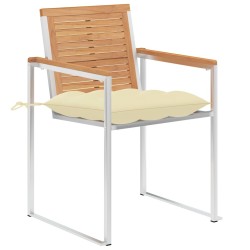 Chaises de jardin avec coussins lot de 2 Teck solide et acier 