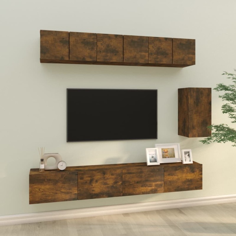 Ensemble de meubles TV 6 pcs Chêne fumé Bois d'ingénierie 