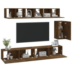 Ensemble de meubles TV 6 pcs Chêne fumé Bois d'ingénierie 