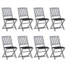 Chaises pliables d'extérieur lot de 8 et coussins Bois d'acacia 