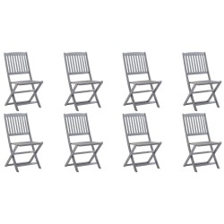 Chaises pliables d'extérieur lot de 8 et coussins Bois d'acacia 
