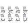 Chaises pliables d'extérieur lot de 8 et coussins Bois d'acacia 