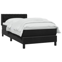 Sommier à lattes de lit avec matelas noir 100x210 cm velours 