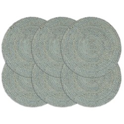 Napperons 6 pcs Vert olive Plain 38 cm Rond Jute 