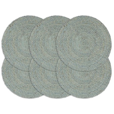 Napperons 6 pcs Vert olive Plain 38 cm Rond Jute 