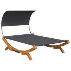 Lit repos et auvent 165x203x126 cm Bois courbé Anthracite 