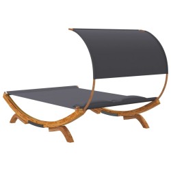 Lit repos et auvent 165x203x126 cm Bois courbé Anthracite 
