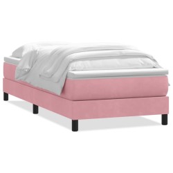 Sommier à lattes de lit avec matelas rose 100x210 cm velours 