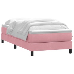 Sommier à lattes de lit avec matelas rose 100x210 cm velours 