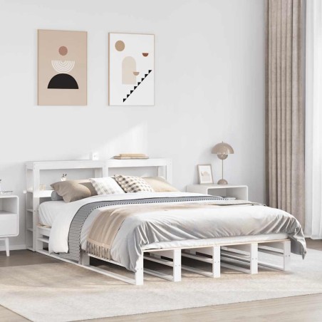 Cadre de lit sans matelas blanc 160x200 cm bois de pin massif 