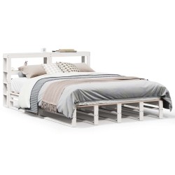 Cadre de lit sans matelas blanc 160x200 cm bois de pin massif 