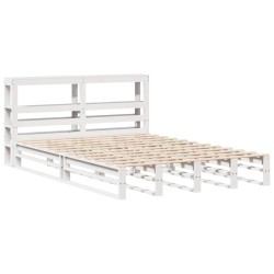 Cadre de lit sans matelas blanc 160x200 cm bois de pin massif 