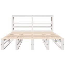 Cadre de lit sans matelas blanc 160x200 cm bois de pin massif 