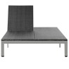 Chaise longue double avec roues Résine tressée Noir 