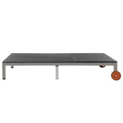 Chaise longue double avec roues Résine tressée Noir 