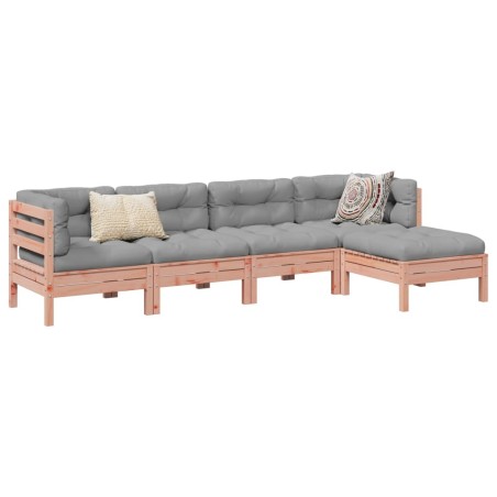 Salon de jardin 5 pcs et coussins bois massif sapin de douglas 