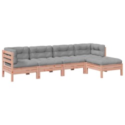 Salon de jardin 5 pcs et coussins bois massif sapin de douglas 