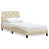 Lit avec matelas crème 90x190 cm tissu 
