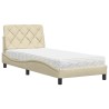 Lit avec matelas crème 90x190 cm tissu 