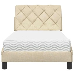 Lit avec matelas crème 90x190 cm tissu 