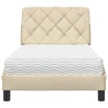 Lit avec matelas crème 90x190 cm tissu 