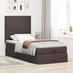 Cadre de lit ottoman avec matelas marron foncé 90x190 cm tissu 