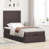 Cadre de lit ottoman avec matelas marron foncé 90x190 cm tissu 