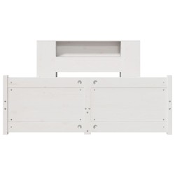 Lit bibliothèque sans matelas blanc 120x200 cm bois pin massif 