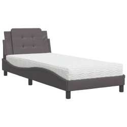 Lit avec matelas gris 90x190 cm similicuir 