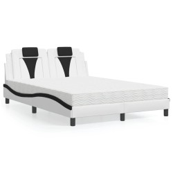 Lit avec matelas blanc et noir 120x200 cm similicuir 