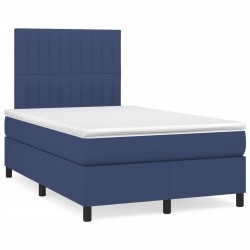 Sommier à lattes de lit avec matelas bleu 120x190 cm tissu 