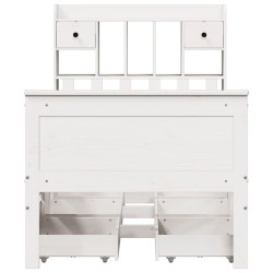 Lit bibliothèque sans matelas blanc 100x200 cm bois pin massif 