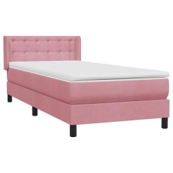 Sommier à lattes de lit avec matelas rose 100x220 cm velours 
