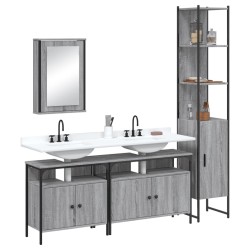 Ensemble de meubles de salle de bain 4 pcs Sonoma gris 