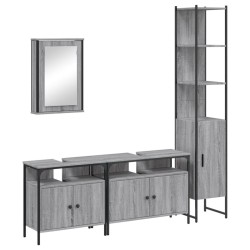Ensemble de meubles de salle de bain 4 pcs Sonoma gris 