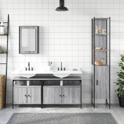 Ensemble de meubles de salle de bain 4 pcs Sonoma gris 